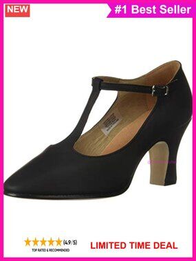 Dance Character Shoes 3in Heel T-Strap Leather Sole Cushioned Dancewear